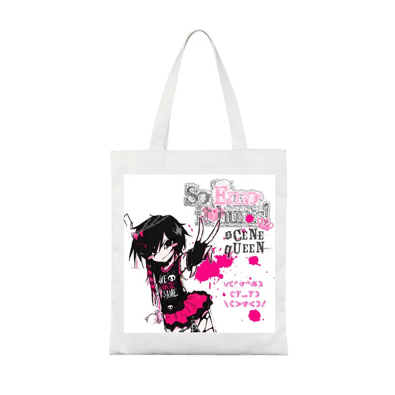 Custom Scene Queen Tote Bag – Emo Y2K Anime Grunge Vibe
