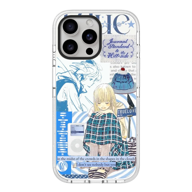 Custom Blue Retro Manga Girl Phone Case – True Love Mood for iPhone 11 - 17, iPhone 17 Air Series
