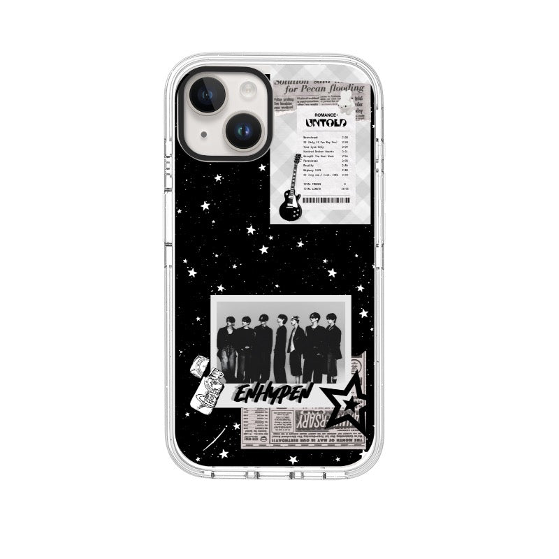 Custom ENHYPEN Phone Case – Black Star Retro Aesthetic for iPhone 11 - 17, iPhone 17 Air Series