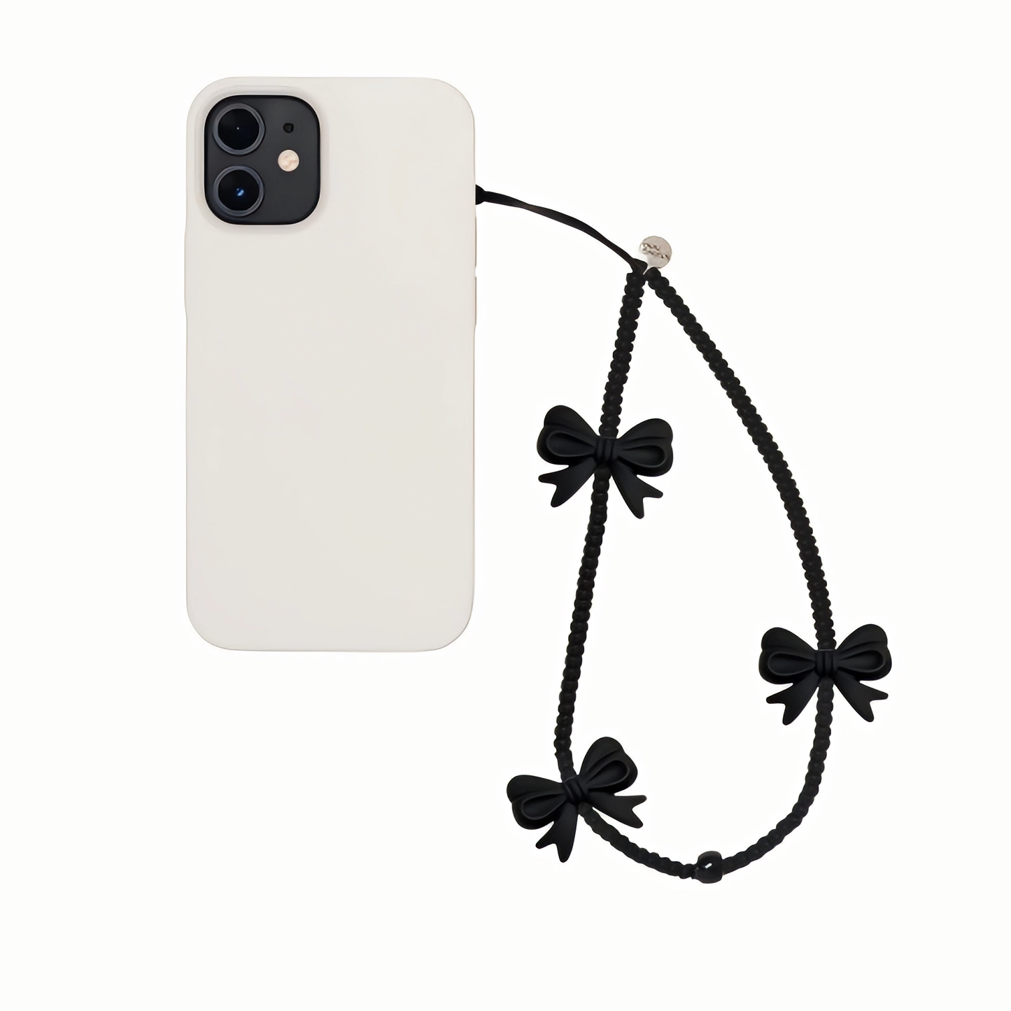 Dark Bow – Matte Beaded Phone Charm