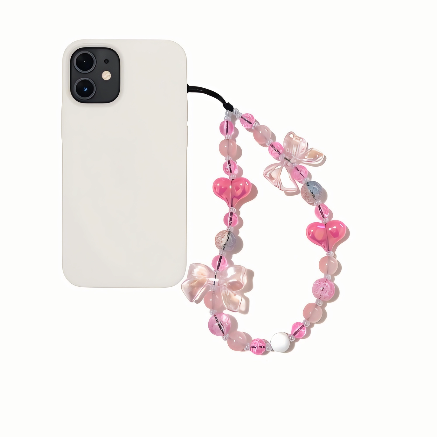 Rosy Flutter – Pink Beaded Phone Charm