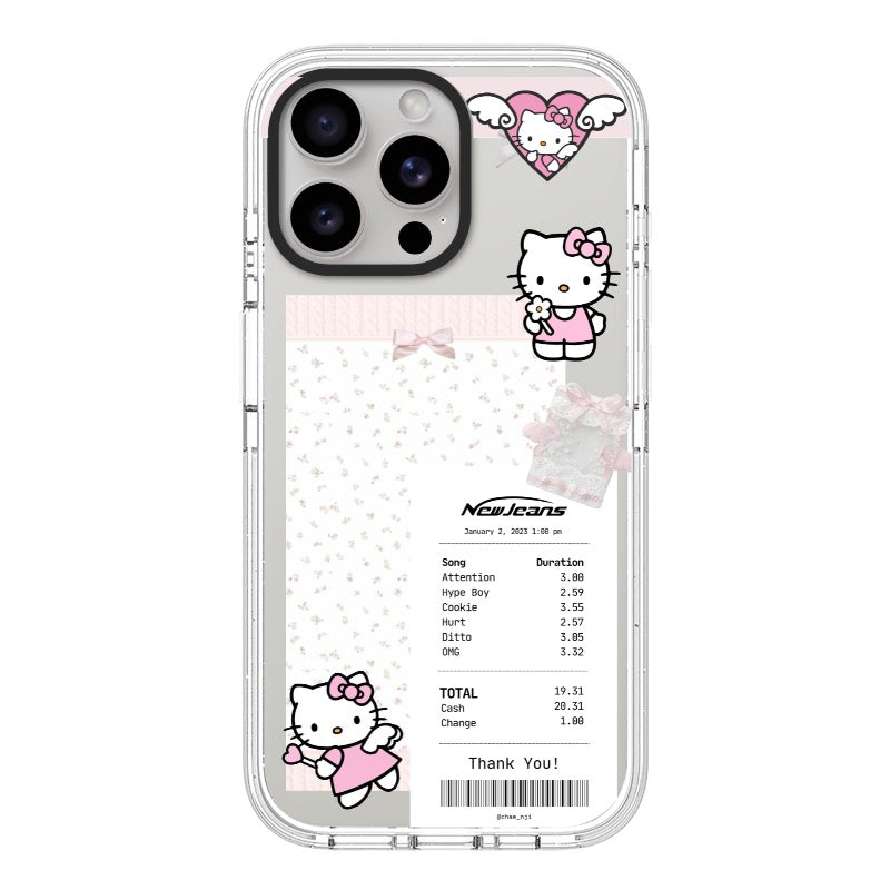 Custom Hello Kitty x NewJeans Receipt Phone Case – Soft Pink Aesthetic Kawaii Design Custom ID 1748075819559