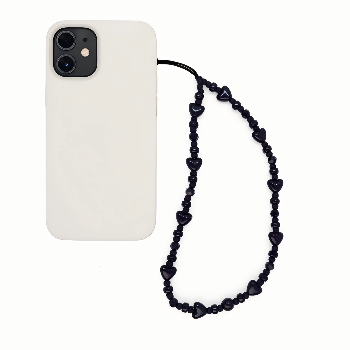 Midnight Heart Beaded Phone Charm