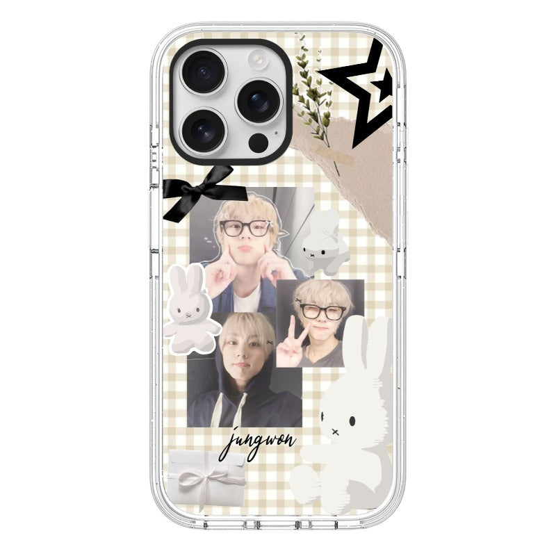 Custom Jungwon ENHYPEN Phone Case – Cute Beige Bunny Style for iPhone 11 - 17, iPhone 17 Air Series