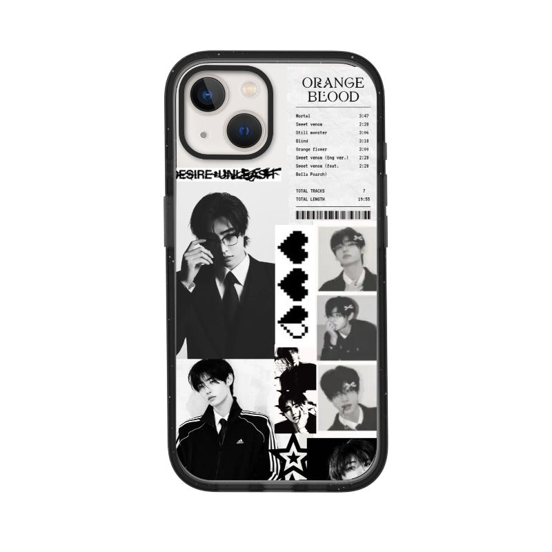 Custom Orange Blood K-pop Phone Case – Dark Aesthetic Collage for iPhone 11 - 17, iPhone 17 Air Series