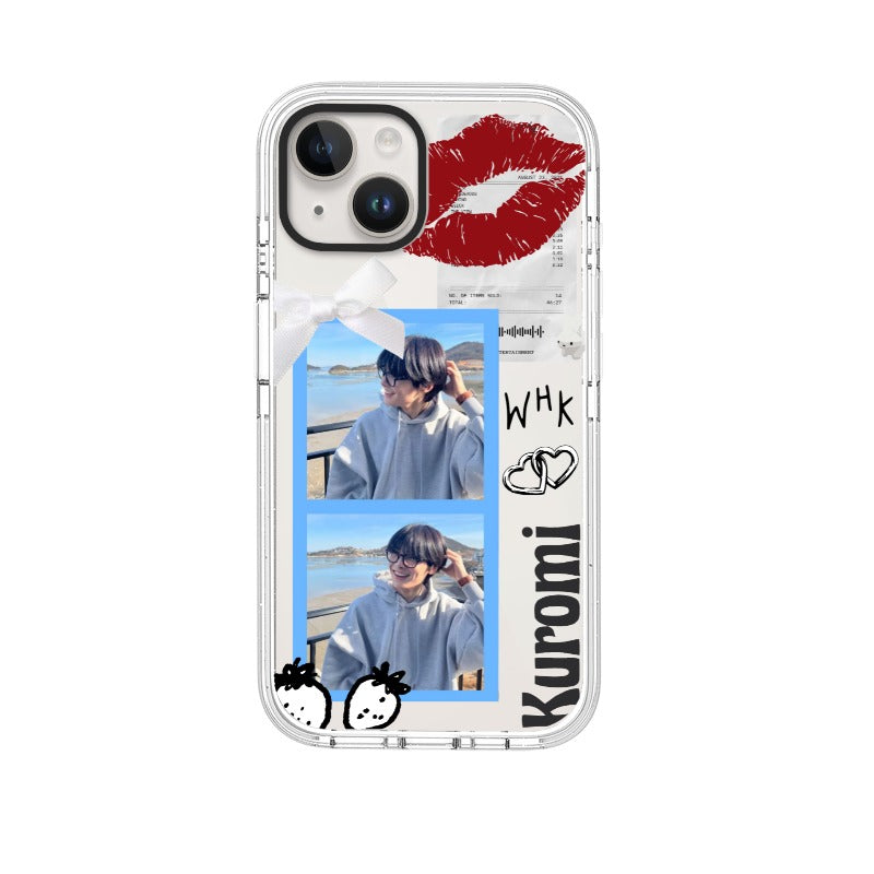 Custom Kuromi Style Phone Case – Red Lips & Film Photo Design for iPhone 11 - 17, iPhone 17 Air Series