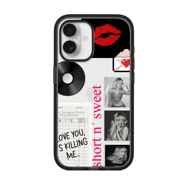 Custom Pop Star Collage Phone Case – Retro Kiss & Record Design for iPhone 11 - 17, iPhone 17 Air Series