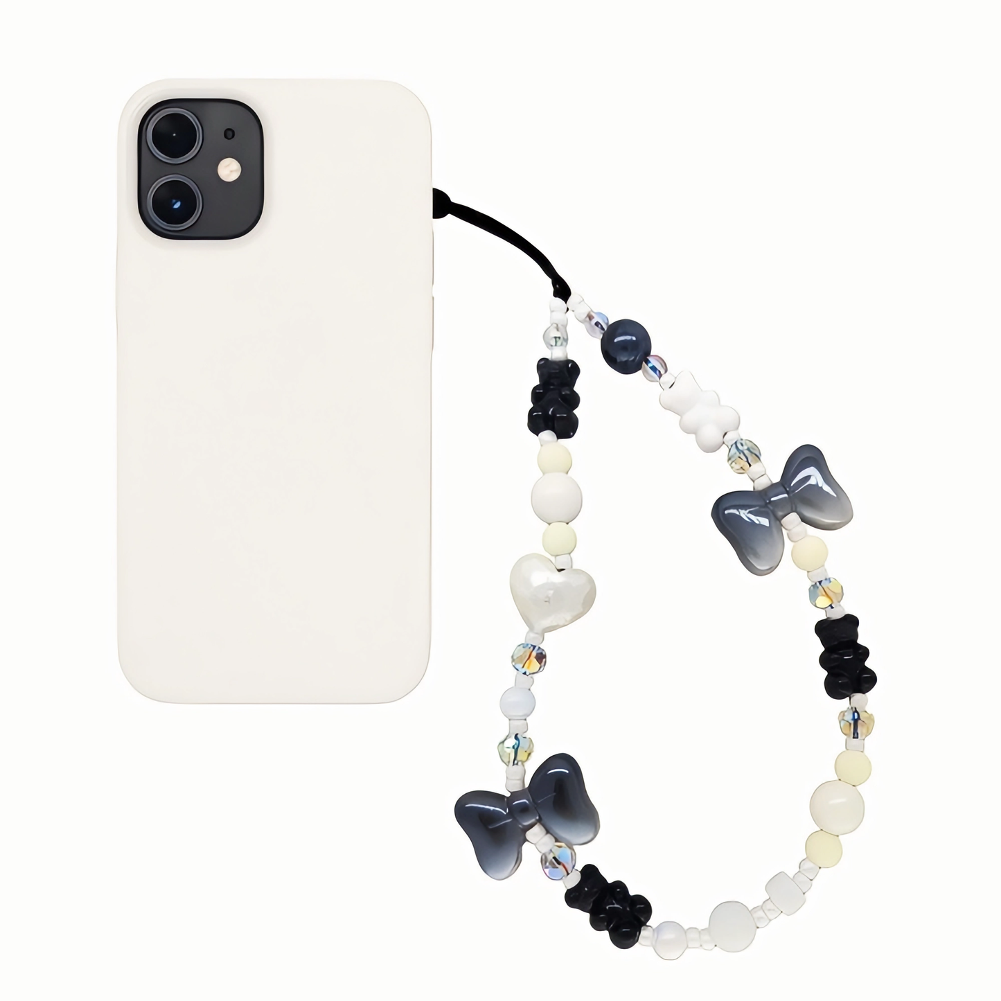 Monochrome Cutie – Beaded Phone Charm