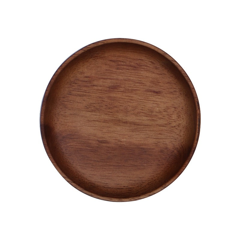 Custom Round Wooden Jewelry Tray - Personalized Rustic Trinket Holder