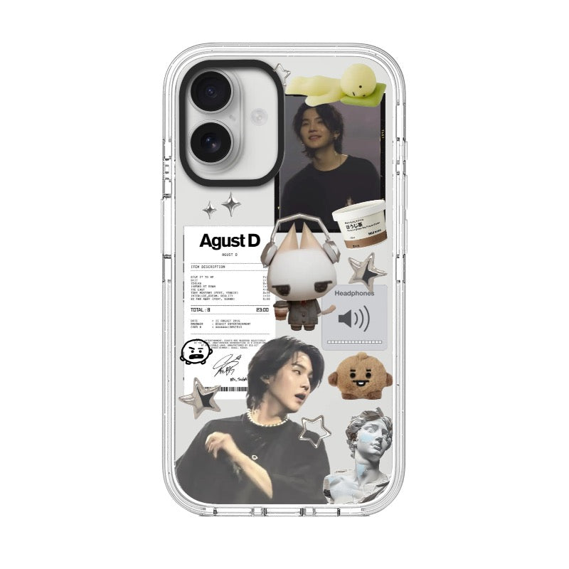 Custom Agust D Grey Collage Phone Case for iPhone 11 - 17, iPhone 17 Air Series