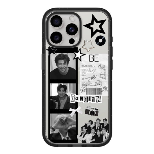 Customizable BTS RM iPhone Case – BE Album Black & White Collage with Signatures Phone Case [8633]