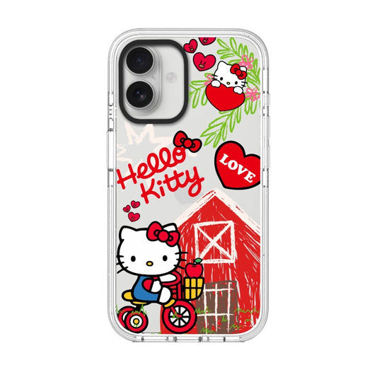 Customizable Hello Kitty iPhone Case – Cute Farmhouse Love Bicycle Design Phone Case  for iPhone 11 - 17, iPhone 17 Air Series [8833]