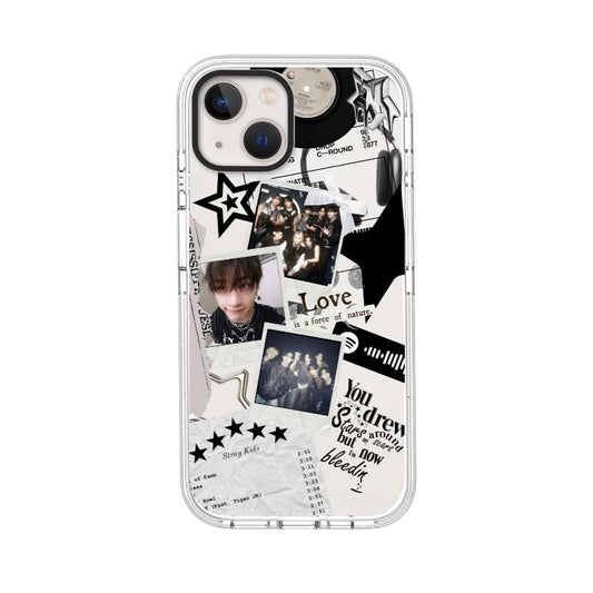 Customizable Stray Kids iPhone Case – Black & White Lyric Collage with Emo Aesthetic and Love Quote Phone Case [8489]