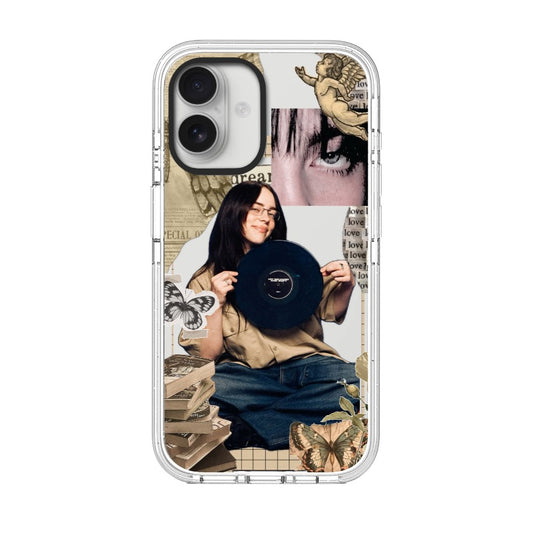 Custom Billie Eilish Vintage Collage Phone Case – Books, Vinyl & Butterflies Phone Case [9325]