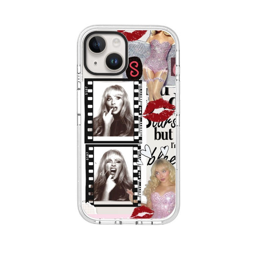Custom Retro Glam Pop Star iPhone Case – Black & White Film Strip + Pink Sparkle Design Phone Case  for iPhone 11 - 17, iPhone 17 Air Series [8304]