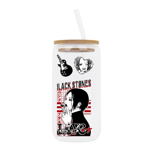 Custom "NANA BLACK STONES" Punk Rock Glass Cup – Anime Fan Tribute Mug [591]