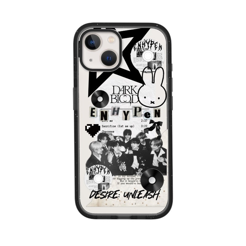 Custom Black Border Phone Case – ENHYPEN Dark Blood Album Collage [13119]