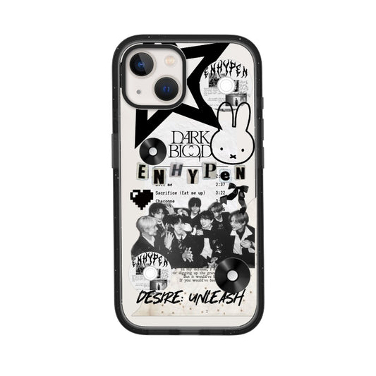 Custom Black Border Phone Case – ENHYPEN Dark Blood Album Collage [13119]