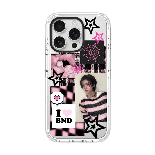 Custom K-Pop Phone Case – Pink & Black Star Collage for All Models  for iPhone 11 - 17, iPhone 17 Air Series [13293]