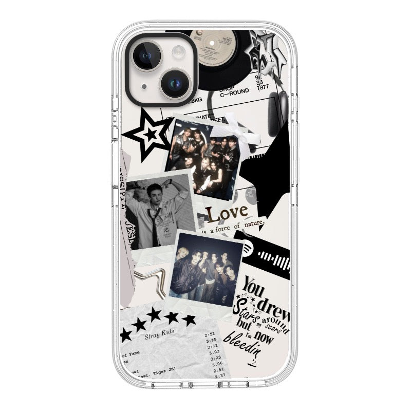 Custom Stray Kids Collage Phone Case – Black & White Star Design  for iPhone 11 - 17, iPhone 17 Air Series [13346]