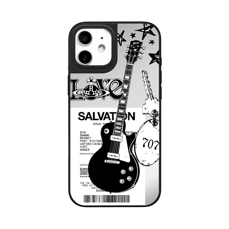 Custom Rock Guitar Phone Case – Black & White Salvation Design  for iPhone 11 - 17, iPhone 17 Air Series [13754]
