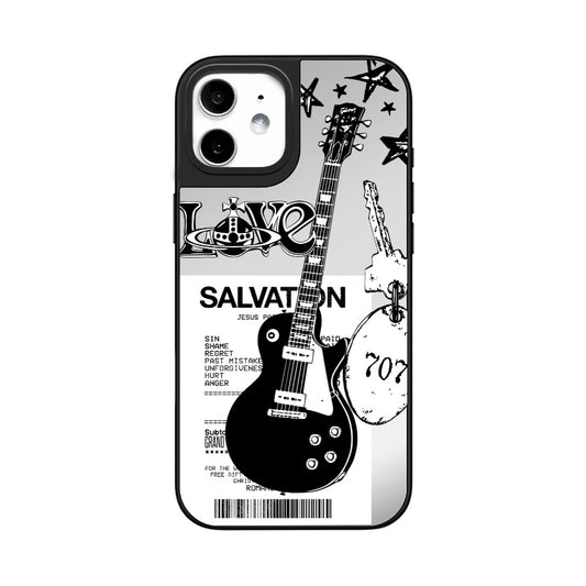 Custom Rock Guitar Phone Case – Black & White Salvation Design  for iPhone 11 - 17, iPhone 17 Air Series [13754]