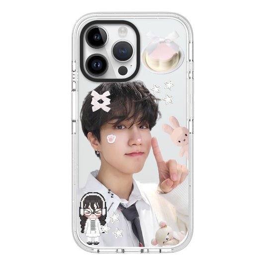 Custom Cute Bunny Boy Clear Phone Case – Kawaii Star & Bow Design  for iPhone 11 - 17, iPhone 17 Air Series [13166]