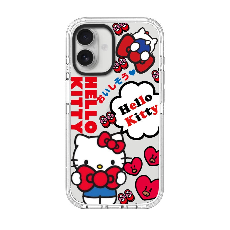 Customizable Hello Kitty Phone Case – Red Bow & Japanese Text Kawaii Design Phone Case  for iPhone 11 - 17, iPhone 17 Air Series [8462]