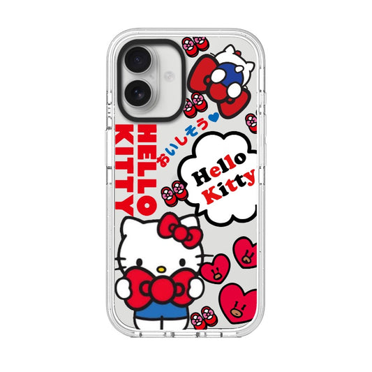 Customizable Hello Kitty Phone Case – Red Bow & Japanese Text Kawaii Design Phone Case  for iPhone 11 - 17, iPhone 17 Air Series [8462]