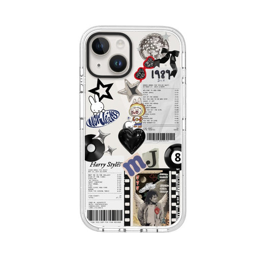 Customizable Music Collage iPhone Case – Taylor Swift x Harry Styles Receipt & Aesthetic Sticker Mix Phone Case  for iPhone 11 - 17, iPhone 17 Air Series [8628]
