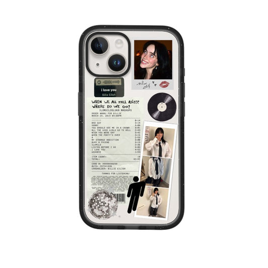 Customizable Billie Eilish iPhone Case – When We All Fall Asleep Album Collage with Playlist Receipt Phone Case  for iPhone 11 - 17, iPhone 17 Air Series [8562]