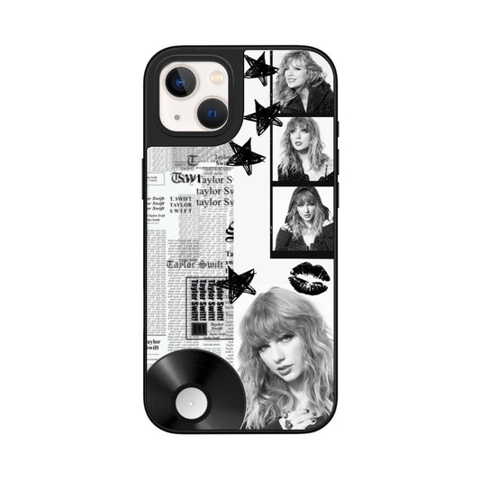 Custom Taylor-Inspired iPhone Case – Black & White Newspaper Collage with Retro Vinyl Aesthetic Phone Case  for iPhone 11 - 17, iPhone 17 Air Series [8145]