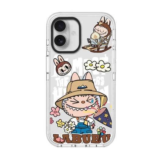 Customizable LABUBU iPhone Case – Cute Farmer Style Monster Character with Flowers & Clouds Phone Case [8557]