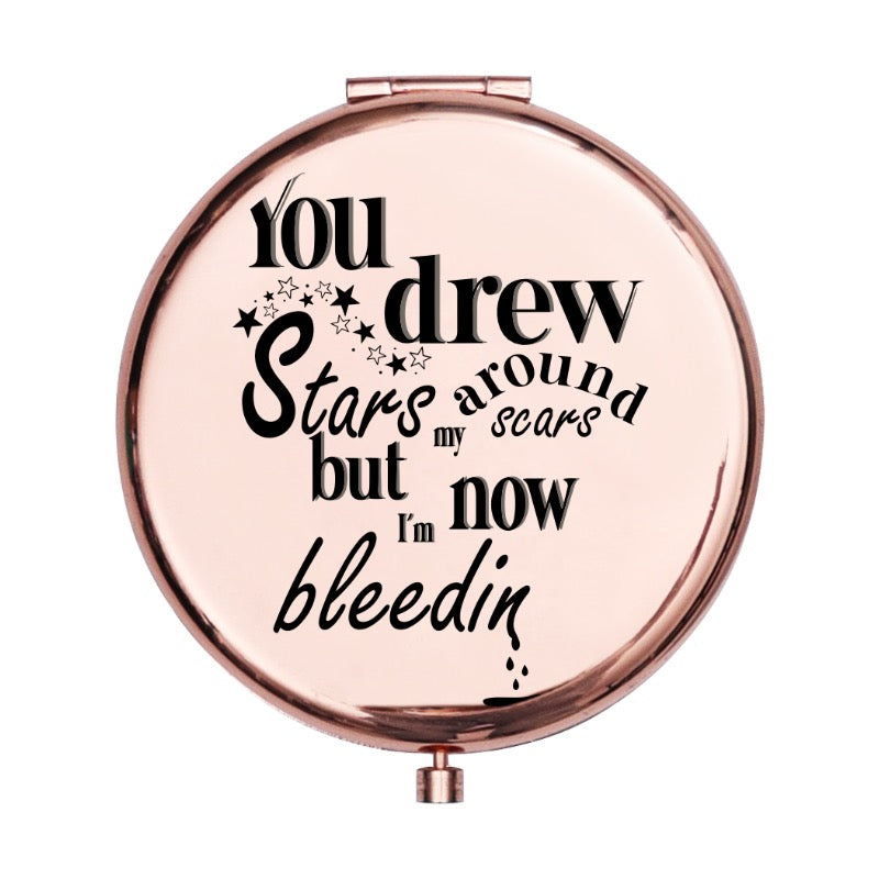 Custom Swiftie Lyric Compact Mirror – Taylor-Inspired Rose Gold Pocket Mirror [13416]
