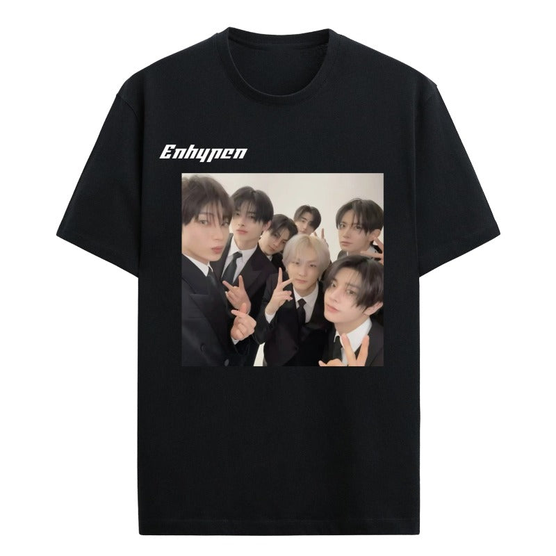 Custom ENHYPEN Fan Tee – Black K-pop Shirt