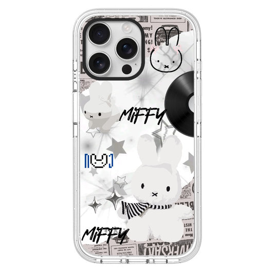 Custom Graffiti Miffy Bunny Phone Case – Black & White Star and Vinyl Style Phone Case [2765]