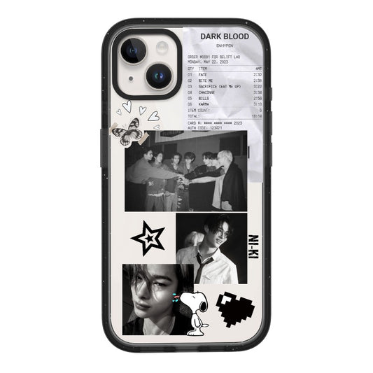 Custom ENHYPEN Dark Blood Phone Case – Ni-Ki Black & White Collage  for iPhone 11 - 17, iPhone 17 Air Series [13774]