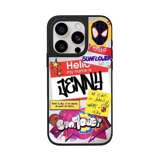 Custom Spider-Man Sunflower Phone Case – Graffiti & Name Tag Design for iPhone 11 - 17, iPhone 17 Air Series [13546]