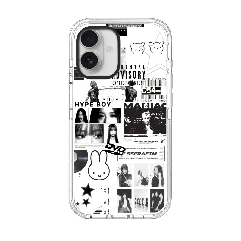 Custom K-pop Collage Case – LE SSERAFIM × Hype Boy × Black & White Aesthetic Phone Case  for iPhone 11 - 17, iPhone 17 Air Series [9319]