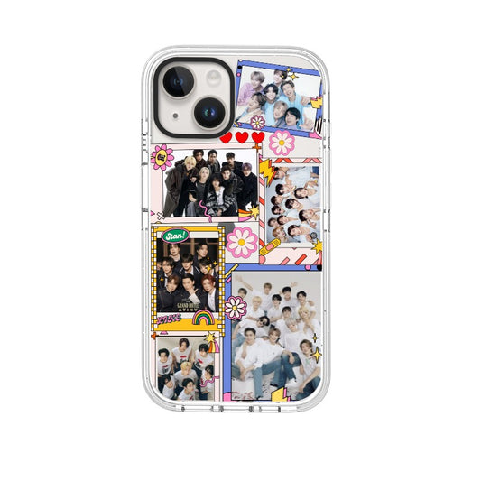 Customizable Kpop Stan Collage iPhone Case – Multi-Group Pastel Comic Aesthetic Design Phone Case [8639]