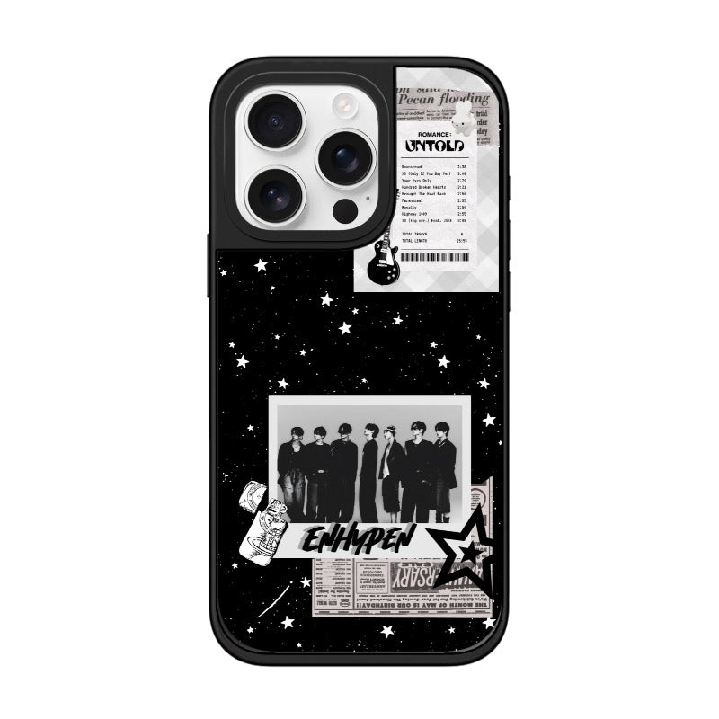 Customizable ENHYPEN Galaxy iPhone Case – Black Star Aesthetic Kpop Design Phone Case  for iPhone 11 - 17, iPhone 17 Air Series [9036]