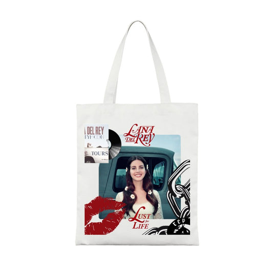 Custom Lana Del Rey Tote Bag – Lust for Life Aesthetic, Retro Vinyl Style Totes [1209]