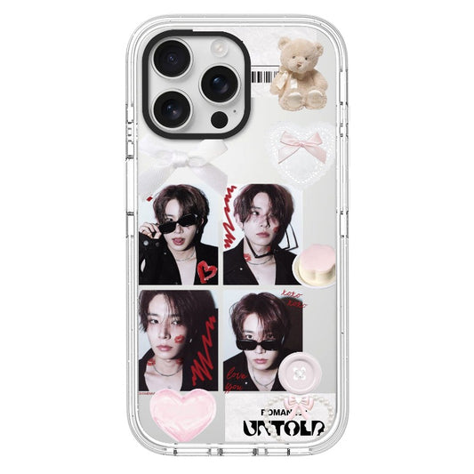 Customizable Kpop Aesthetic iPhone Case – Red Kiss & Teddy Design Phone Case  for iPhone 11 - 17, iPhone 17 Air Series [4032]