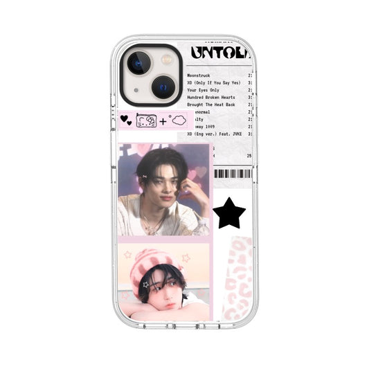 Customizable Kpop Idol iPhone Case – Pink Soft Aesthetic with Playlist Receipt & Star Icons Phone Case [8591]