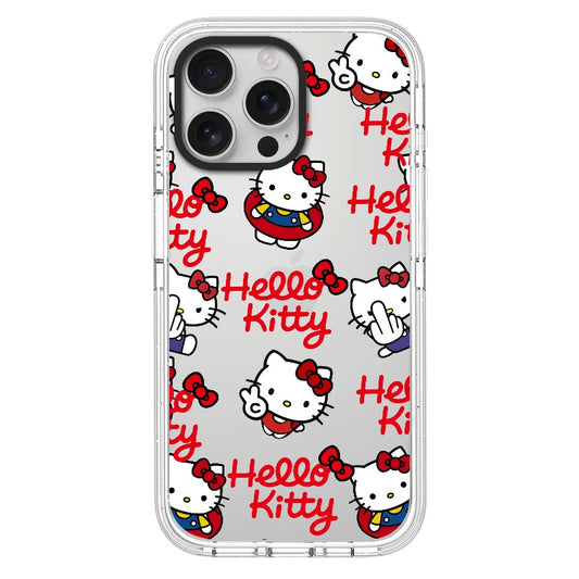 Custom Hello Kitty Pattern Phone Case – Red Script Logo & Character Collage Phone Case [5248]