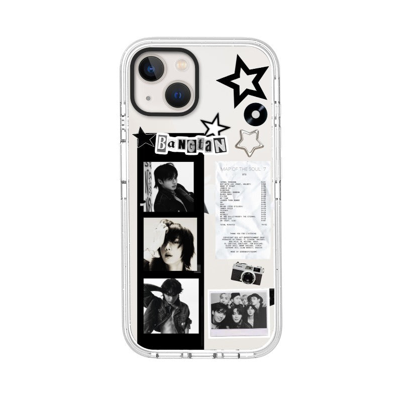 Custom BTS Map of the Soul 7 Case – Retro Monochrome Collage Style Phone Case [9081]