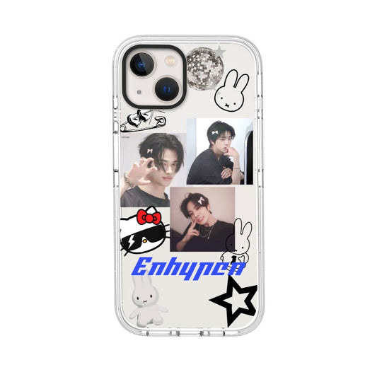 Customizable Enhypen iPhone Case – Kawaii Bunny Collage with Idol Photos & Sanrio-Inspired Style Phone Case [8567]