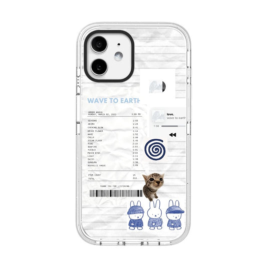 Custom Wave to Earth iPhone Case – Minimalist Korean Aesthetic with Cat Stickers Phone Case [8151]