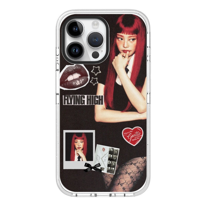 Customizable Dark Retro Girl iPhone Case – Flying High Aesthetic Design Phone Case  for iPhone 11 - 17, iPhone 17 Air Series [8524]