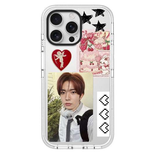 Customizable Cherry Collage iPhone Case – Pink Sweet Aesthetic with Heart Pixels Phone Case  for iPhone 11 - 17, iPhone 17 Air Series [3309]